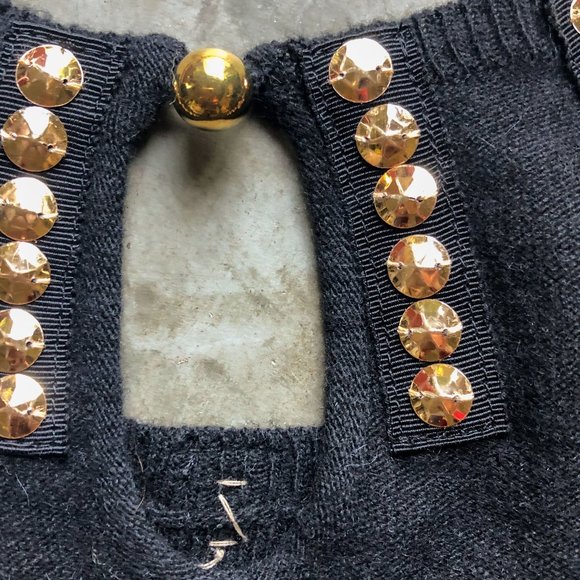 MINT vintage Tracy Reese black knitted short sleeve top with gold trim Sz P - Picture 7 of 7